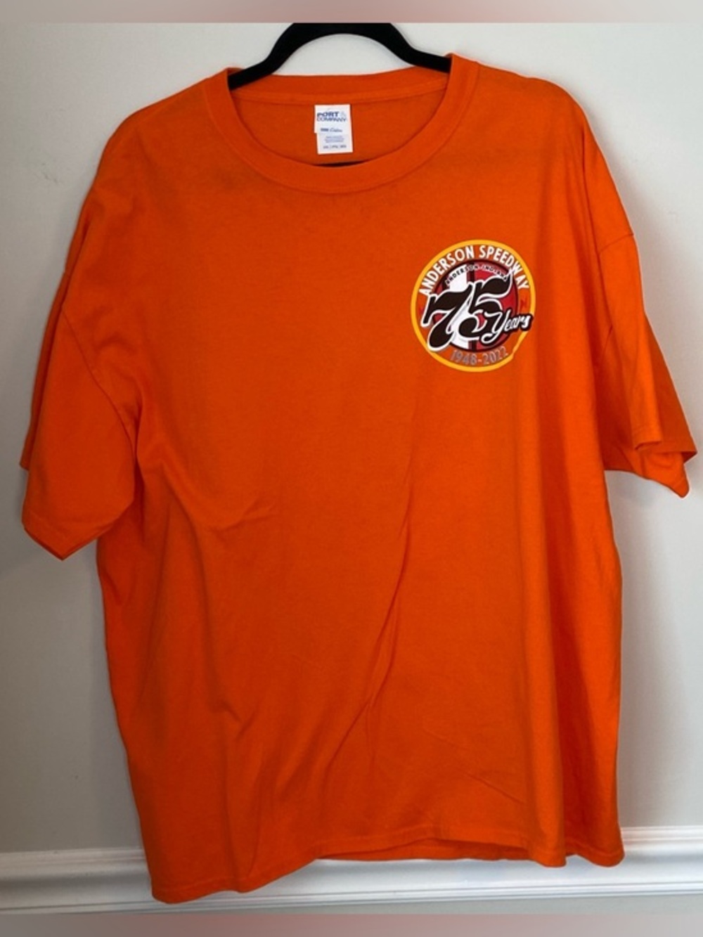 Anderson Speedway (Indiana) 75 Years 1948-2022 Orange Crew Neck Cotton Tee - 2XL